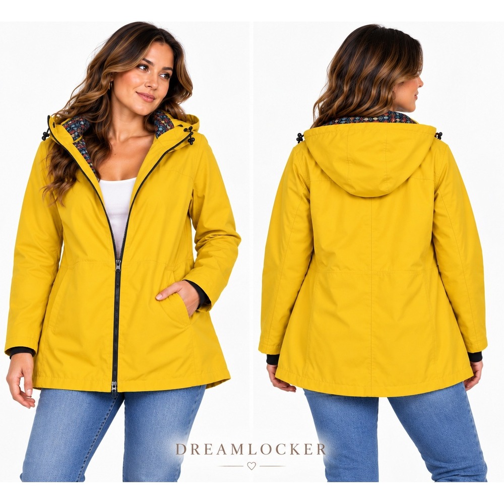 Pendleton Rain Jacket Womens XL Yellow Hooded Geometric Lined CW340 Gorpcore